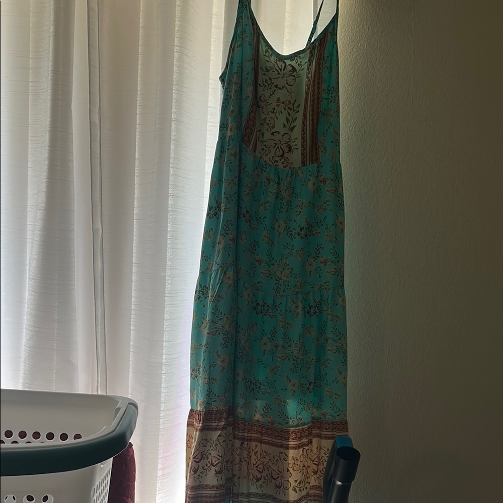 Floral Teal Maxi Dress. Boho style